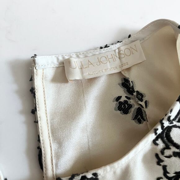 Ulla Johnson Layla Silk Floral Embroidered Puff Sleeve Ivory Blouse Size 8 - Picture 4 of 8